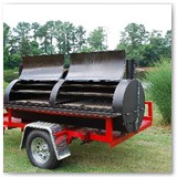 8' x 30" Charcoal wood smoker with pipe burner and gas powered warmer/smoker cooker box